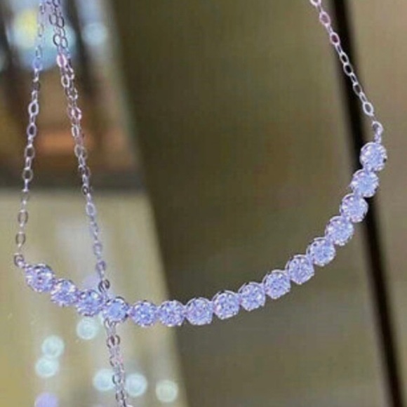 Faux Diamond Cubic Zirconia 925 Silver Filled Stud Dangling Earrings - Picture 8 of 8